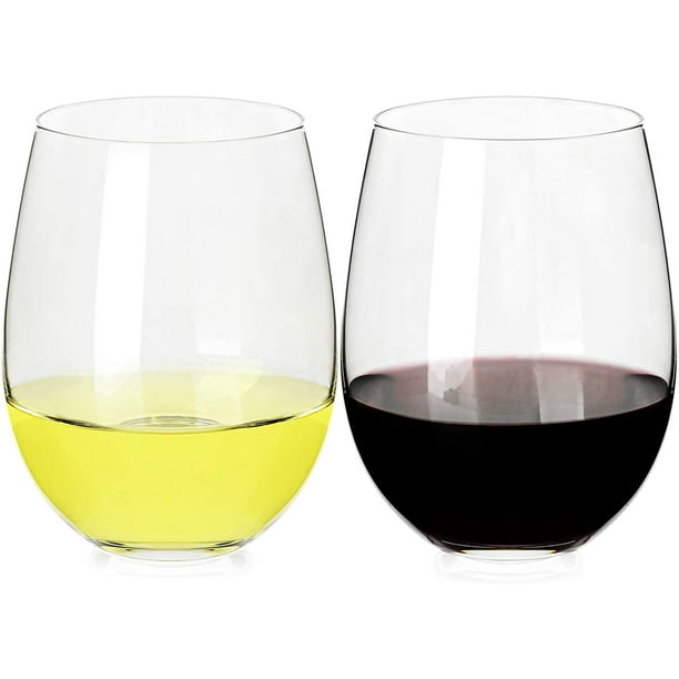 Stemless Wine Glasses Set Dishwasher-safe Crystal Clear 15 Ounce Glassware Cup 